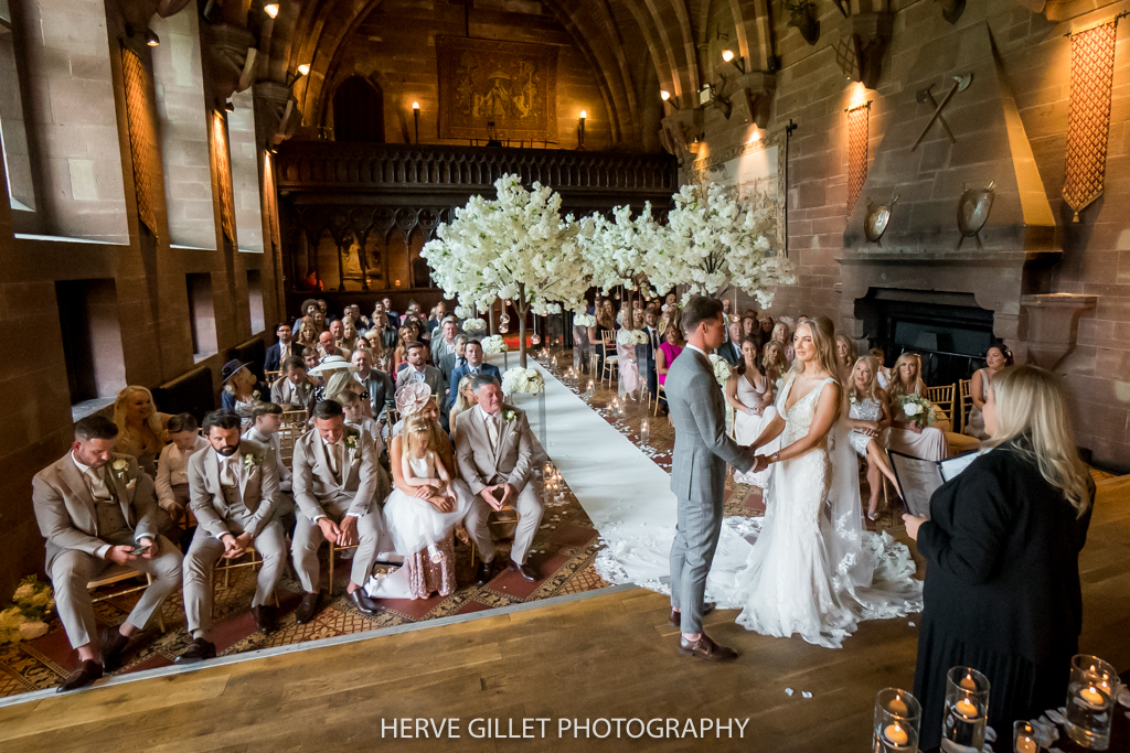 Wedding ceremony at Peckforton Castle Cheshire wedding photography